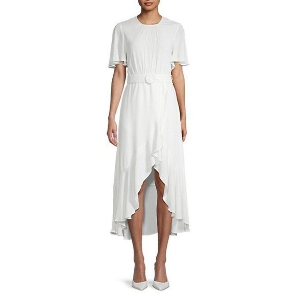 FRENCH CONNECTION Emina Belted Dress  in Summer White - Size 2 - Picture 1 of 3